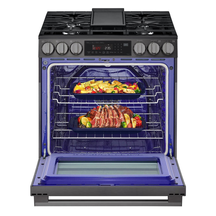 Cuisinière intelligente à gaz encastrée LG de 6,3 pi3 avec friture à air – acier inoxydable noir - LSGL6335Z