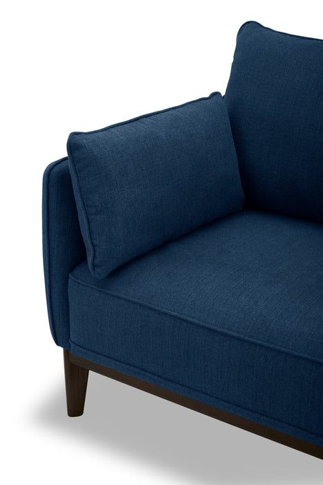 Sofa Gena de Cindy Crawford Home de 78,7 po de format condo en tissu d’apparence lin avec coussins de dossier amovibles - bleu minuit