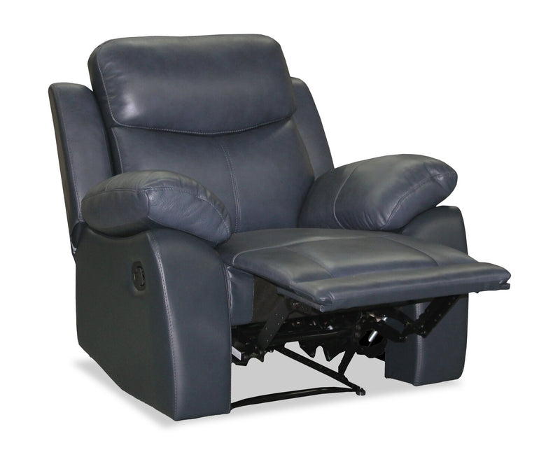 Fauteuil inclinable Corbin de 40,16 po en cuir véritable de qualité supérieure - bleu