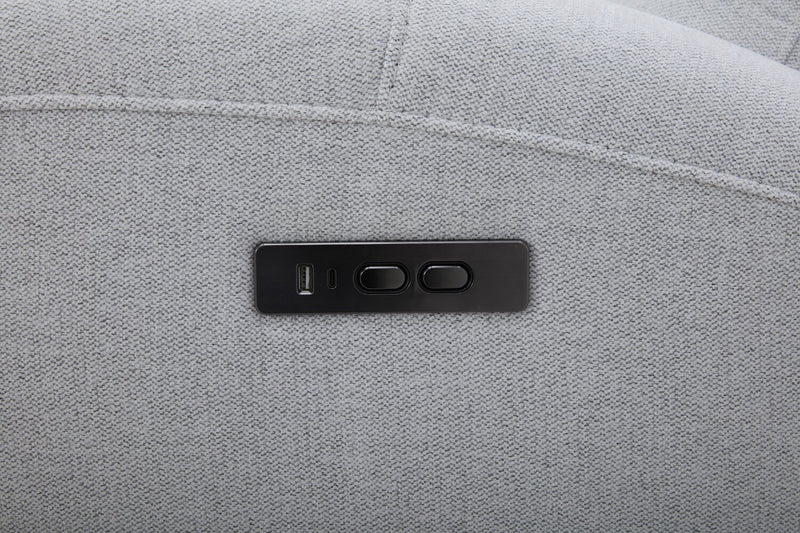 Sofa à inclinaison électrique Reign de 87 po en tissu avec ports USB - gris pierre Bronco