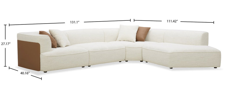 Sofa sectionnel de droite Tribeca 4 pièces - perle