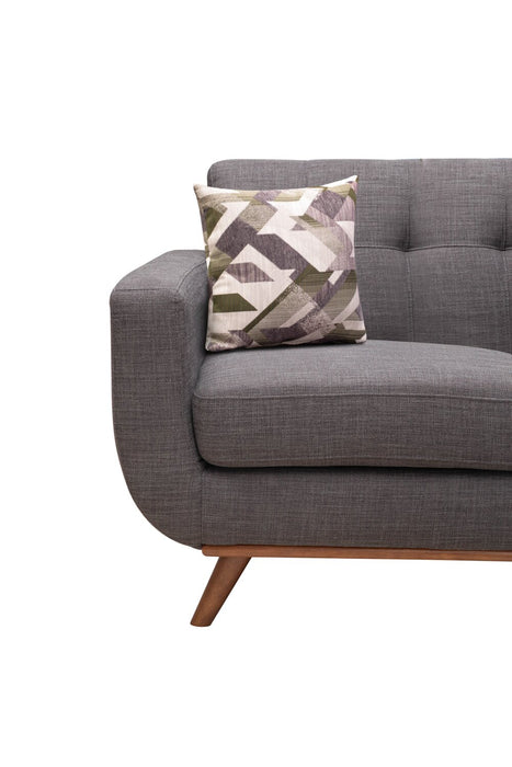 Causeuse Freeman de Kort & Co. de 63 po en tissu d’apparence lin avec pattes en bois et coussins de dossier capitonnés - gris anthracite