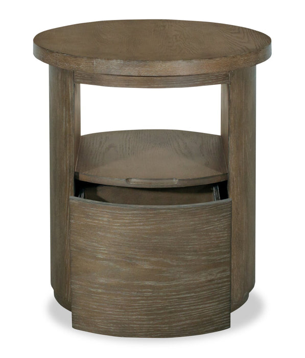 Table de bout moderne ronde Eldon de 22 po en bois massif avec rangement - marsouin