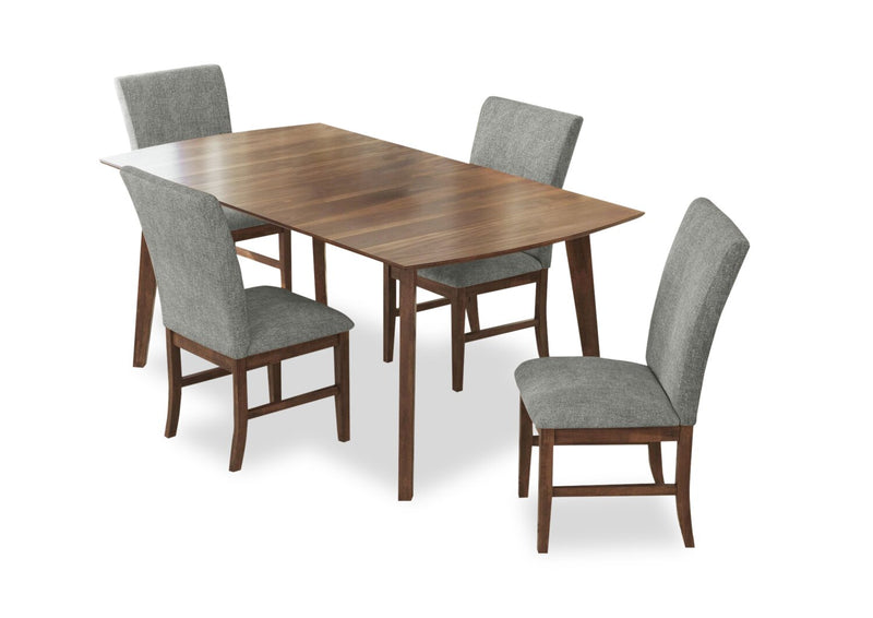 Ensemble de salle à manger Rain 5 pièces avec table de 72 po (L) et 4 chaises grises - gris et brun