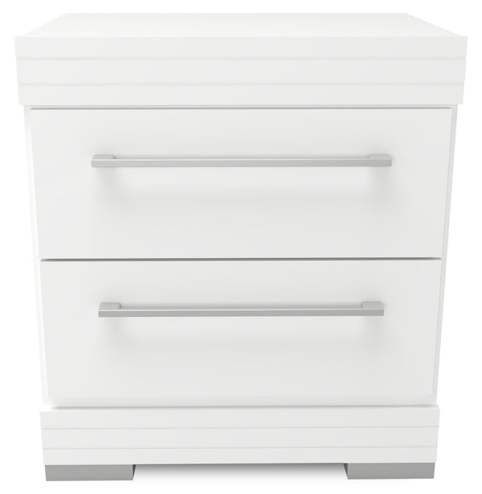 Ensemble lit matelot Riley 6 pièces avec tête de lit bibliothèque, commode, miroir et table de nuit, blanc - format lit double