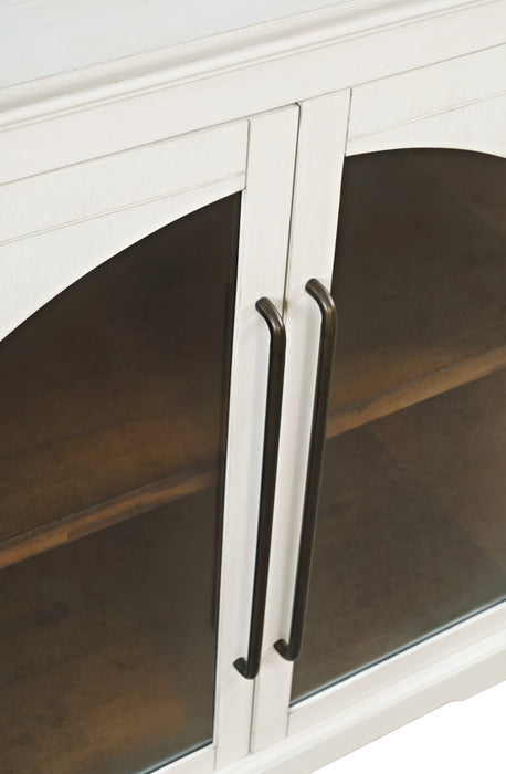 Armoire décorative Twyla en bois massif avec portes arquées - blanche