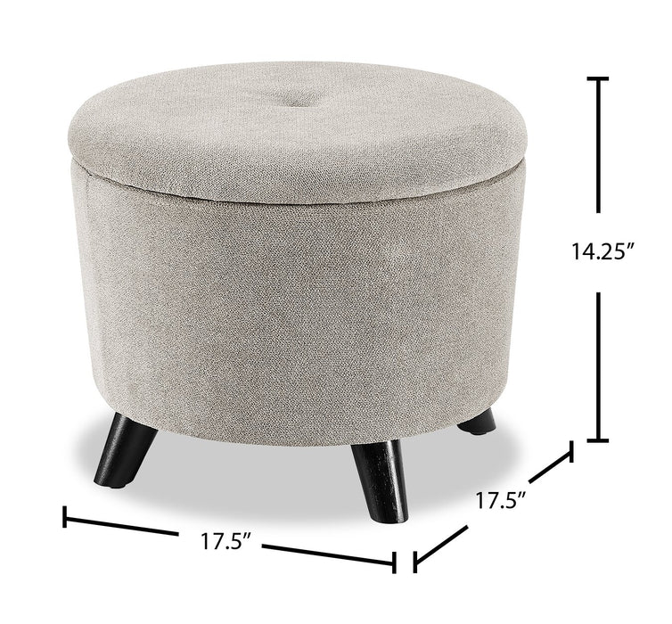 Pouf de rangement rond Winnipeg de 17,5 po en tissu - gris