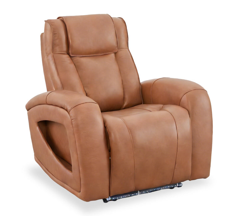 Fauteuil à inclinaison électrique Titan de Shaquille O’Neal Home de 42 po en cuir véritable avec confort Shaq-o-pedic - terre