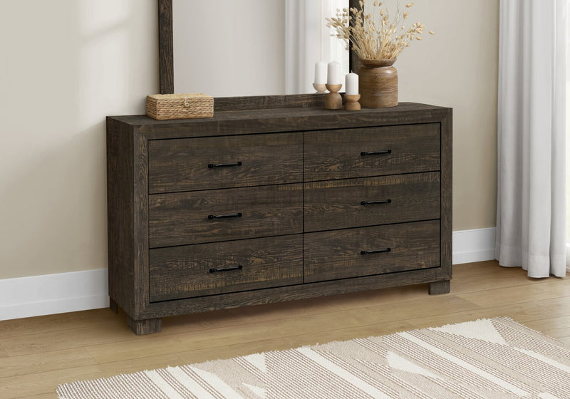 Commode de chambre à coucher Ethan de 59 po (L) x 34 po (H) à 6 tiroirs - brun rustique