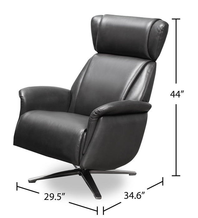 Fauteuil pivotant inclinable Vega antistress de 29,5 po en similicuir avec repose-pieds et pattes en aluminium - gris