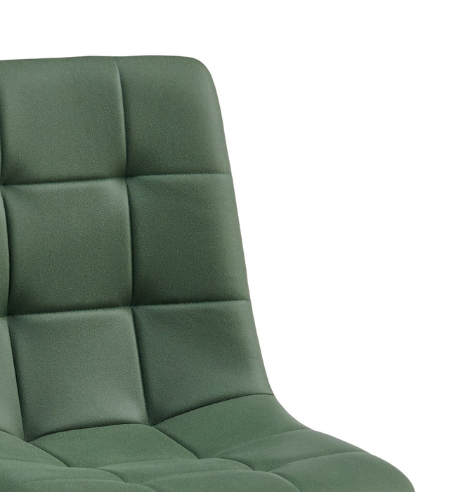 Chaise de salle à manger Arlo en métal avec siège et dossier coussinés capitonnés en tissu - verte