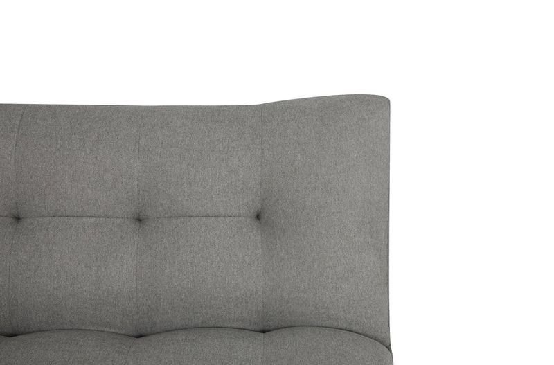 Futon Campus de 76 po en tissu avec mécanisme Klik Klak, capitonnage et pattes en bois - gris