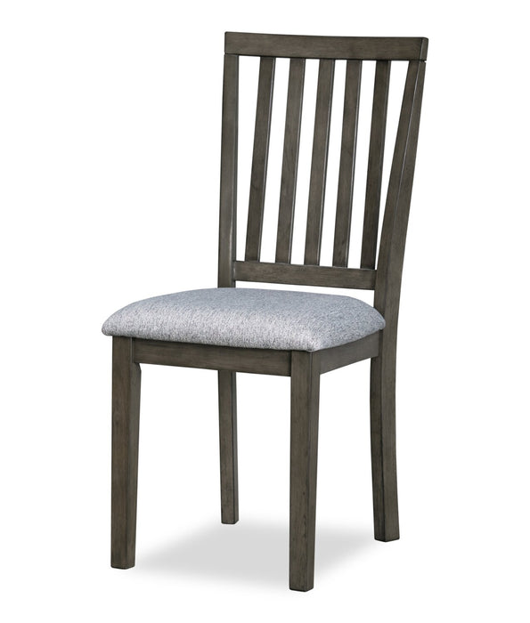 Ensemble de salle à manger Bryn 3 pièces avec table ronde de 42 po à abattant et 2 chaises en tissu  - gris foncé