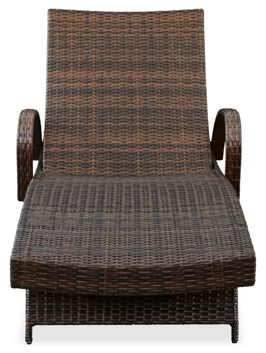 Ensemble de 2 chaises longues Kelowna pour la terrasse à l’extérieur - osier en résine, résistant aux rayons UV et aux intempéries - brun