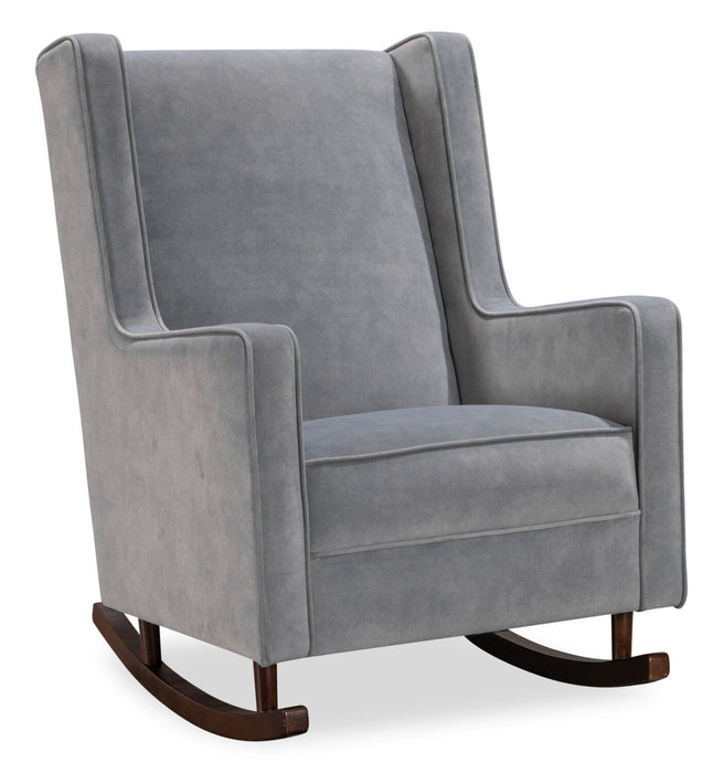 Fauteuil berçant Sherri de 29,5 po avec pieds de style traîneau en bois - gris