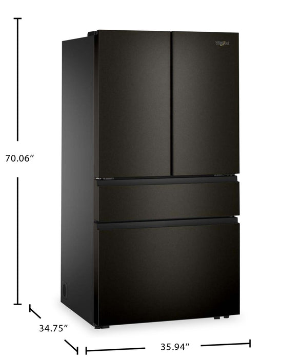 Réfrigérateur Whirlpool de 30 pi3 et de 36 po à portes françaises - acier inoxydable noir résistant aux traces de doigts - WRMF3336SV