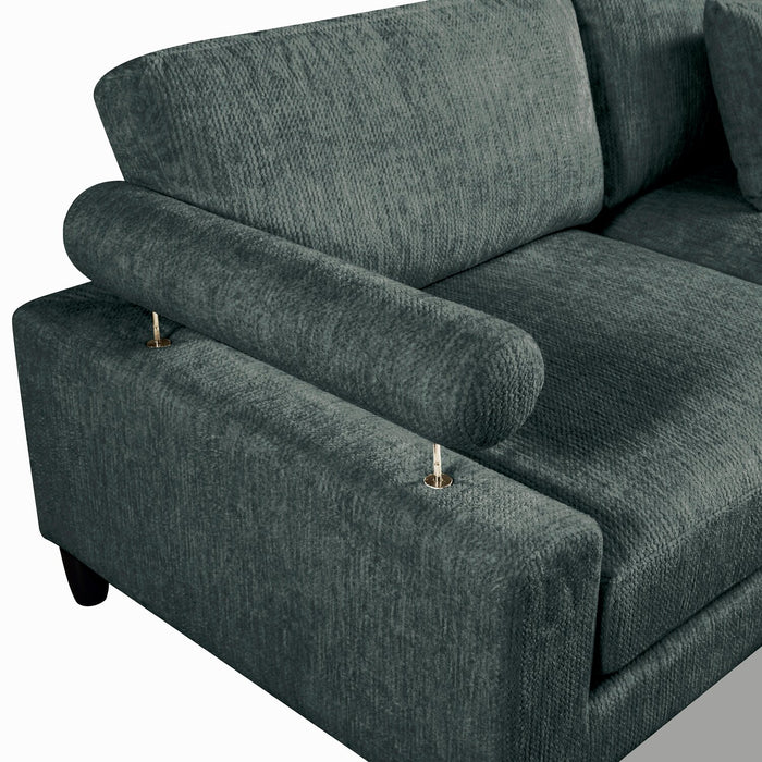 Sofa sectionnel modulaire Lounge 4 pièces en chenille avec pouf - gris 