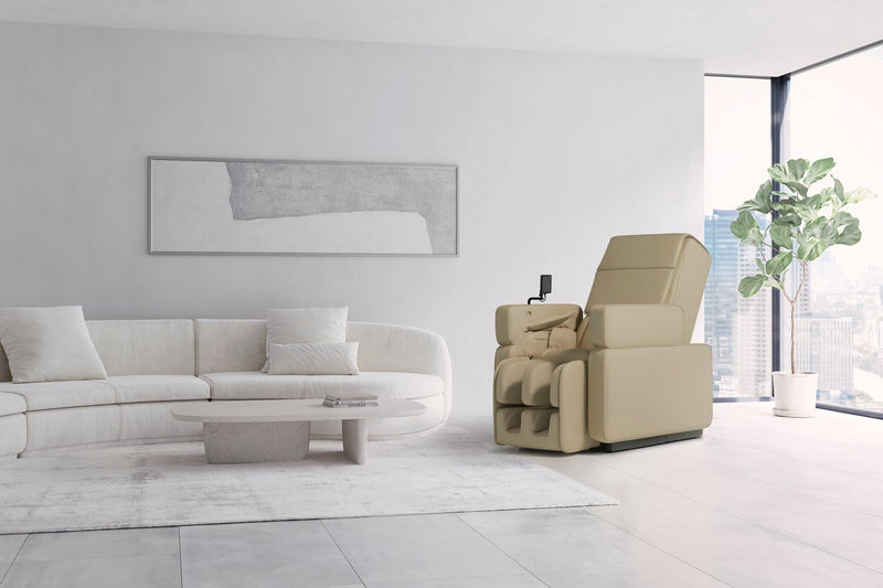 Fauteuil de massage complet Real ProMC de Panasonic en cuir synthétique de qualité supérieure - beige