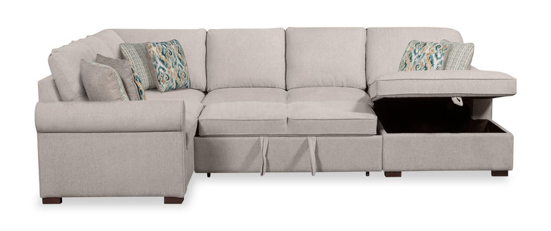 Sofa-lit sectionnel de droite Haven de Scott Living 4 pièces en tissu de chenille avec fauteuil long de rangement - gris
