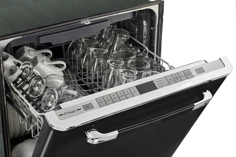 Lave-vaisselle Classic Rétro par Unique de 24 po et de 45 dBA avec commandes sur le dessus - noir minuit - UGP-24CR DW B