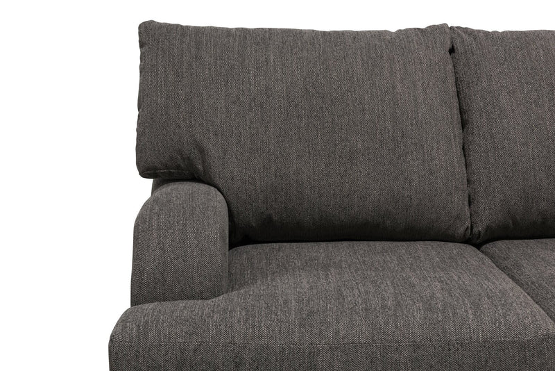 Causeuse Nofia de 58 po fabriquée au Canada en tissu de chenille avec 2 coussins décoratifs et pattes en bois - gris anthracite