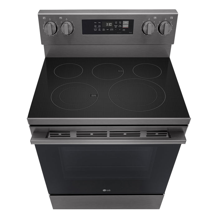 Cuisinière intelligente électrique LG de 6,3 pi³ avec friture à air - acier inoxydable noir - LREN6323ZE