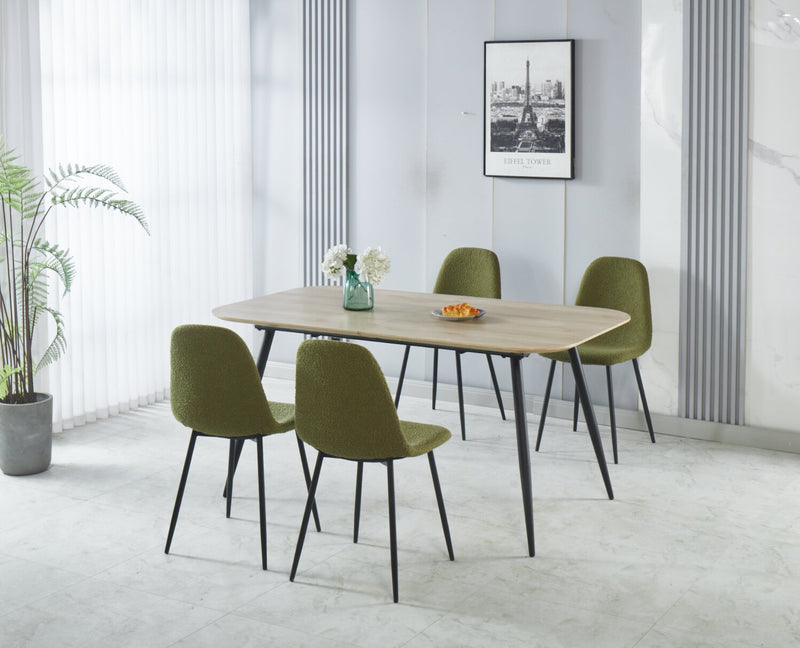 Chaise de salle à manger Joss en tissu de polyester et en métal - verte