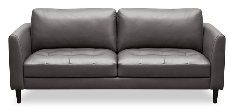 Sofa Erin de 80,3 po en tissu d’apparence cuir avec coussins de siège capitonnés - gris