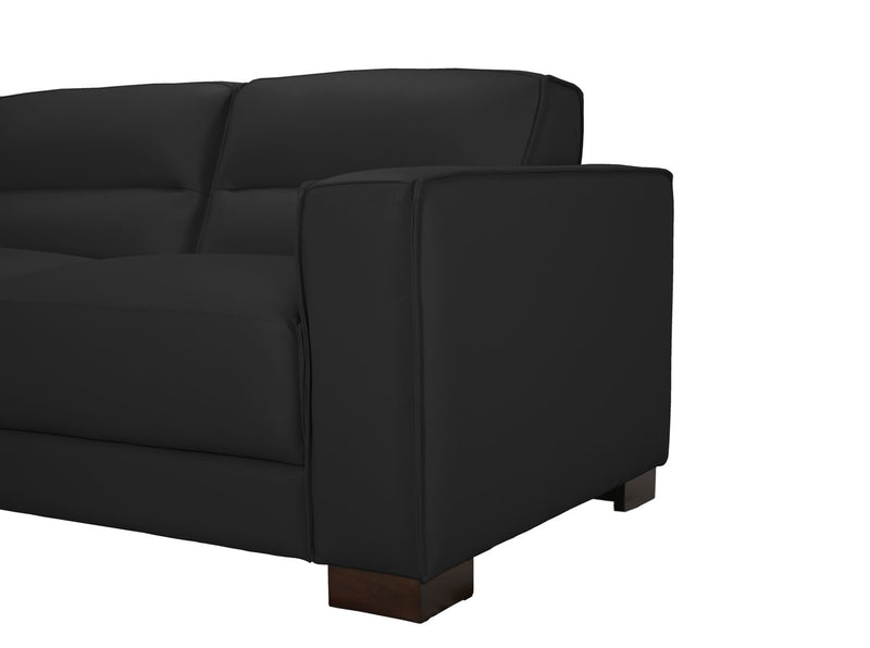 Sofa sectionnel de gauche Citadel 2 pièces en cuir véritable de qualité supérieure avec pattes en bois - noir