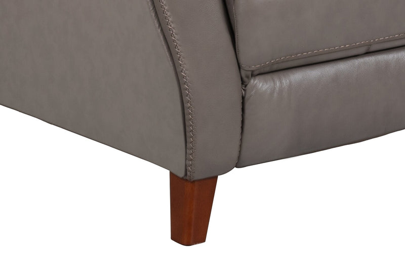 Fauteuil à inclinaison par poussée Natalie de 32,5 po en cuir véritable de qualité supérieure avec pattes en bois - gris