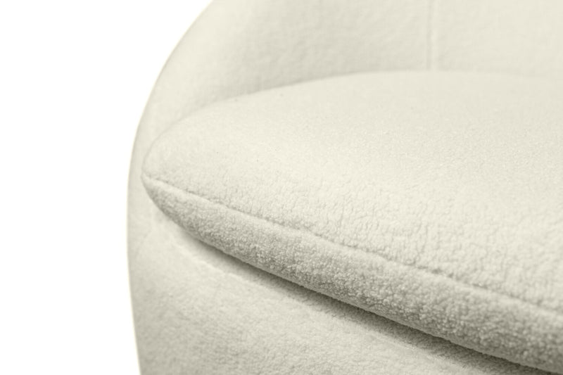 Fauteuil d’appoint courbé Lola de 28,7 po en tissu de chenille bouclé avec coussin de siège amovible - blanc
