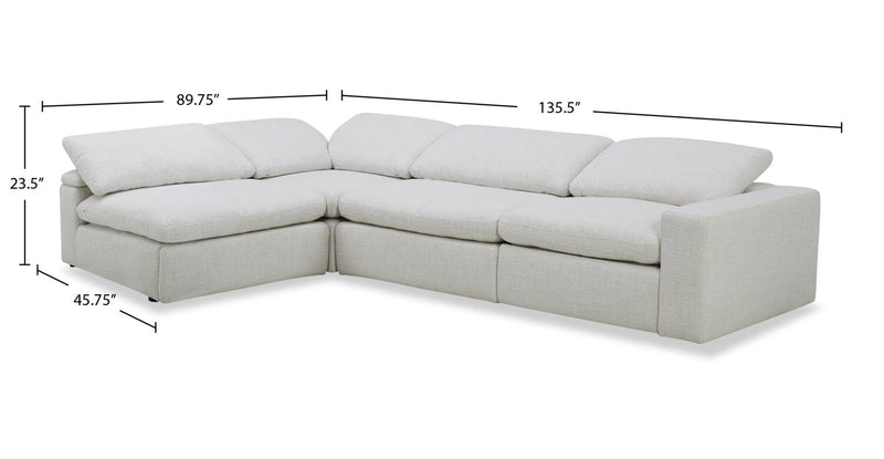 Sofa sectionnel modulaire Sky 4 pièces en tissu avec fauteuil à inclinaison électrique et coussins en plumes et duvet - blé Nathan