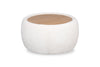 Pouf table à café Rio de 36 po en tissu de chenille avec dessus et pattes en bois - blanc albâtre