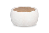  Pouf table à café Rio de 36 po en tissu de chenille avec dessus et pattes en bois - blanc albâtre