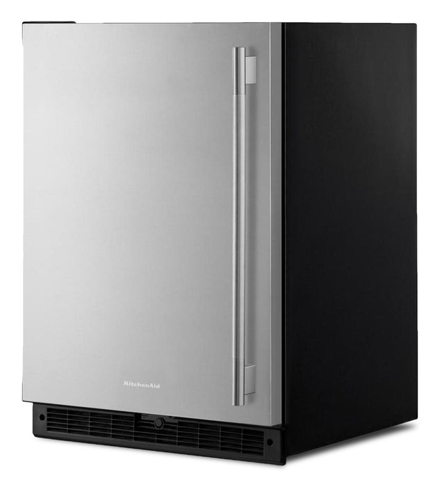 Réfrigérateur KitchenAid de 24 po sous le comptoir à panneau personnalisable - noir et acier inoxydable - KURL124SSB