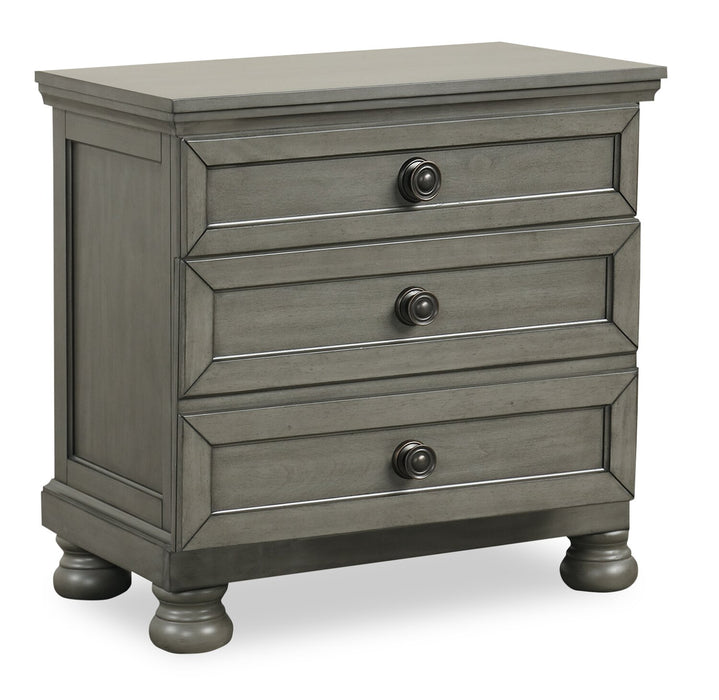 Ensemble de chambre à coucher Chelsea 6 pièces gris avec lit de rangement, commode et miroir - format grand lit