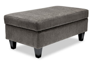 Pouf de rangement Nofia de 44 po fabriqué au Canada en tissu de chenille avec pattes en bois - gris anthracite