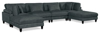  Sofa sectionnel modulaire sans accoudoirs Lounge 6 pièces en chenille - gris 