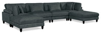 Sofa sectionnel modulaire sans accoudoirs Lounge 6 pièces en chenille - gris