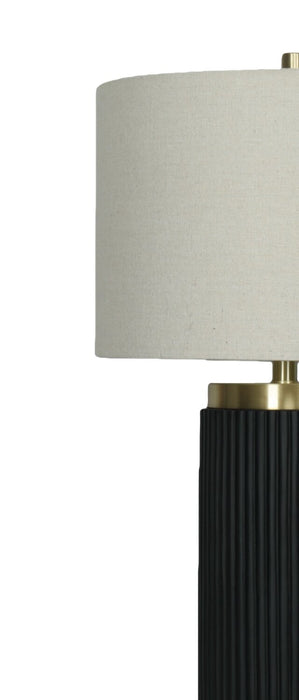 Lampe de table Gwen de 14 po avec abat-jour en lin - noire