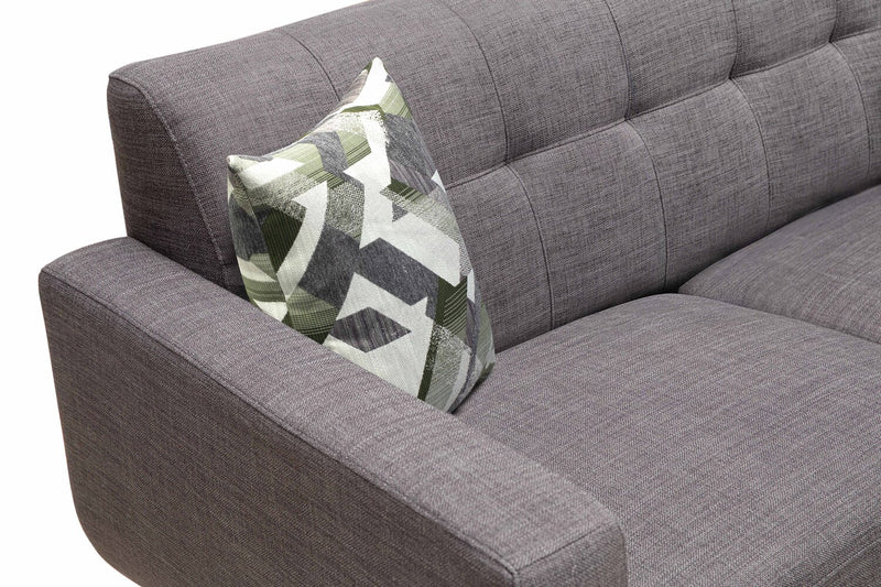 Causeuse Freeman de Kort & Co. de 63 po en tissu d’apparence lin avec pattes en bois et coussins de dossier capitonnés - gris anthracite