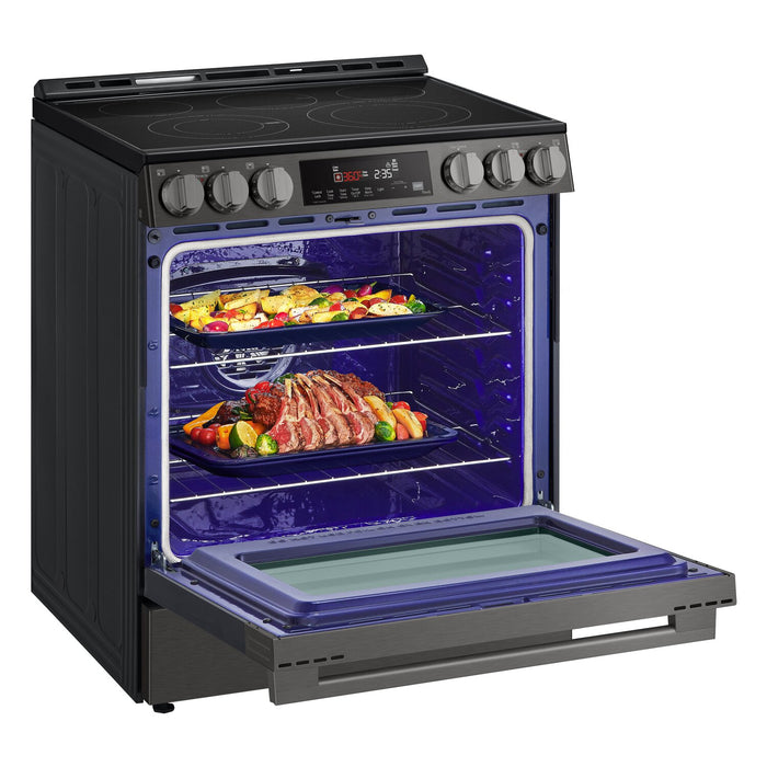 Cuisinière intelligente électrique LG de 6,3 pi3 avec friture à air - acier inoxydable noir - LSEL6333ZE 