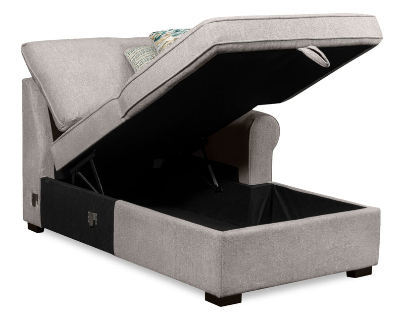 Sofa-lit sectionnel enveloppant de gauche Haven de Scott Living 3 pièces en tissu de chenille avec rangement - gris