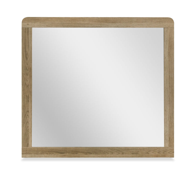 Ensemble de chambre à coucher Sable brun clair 5 pièces avec lit, commode et miroir - format grand lit