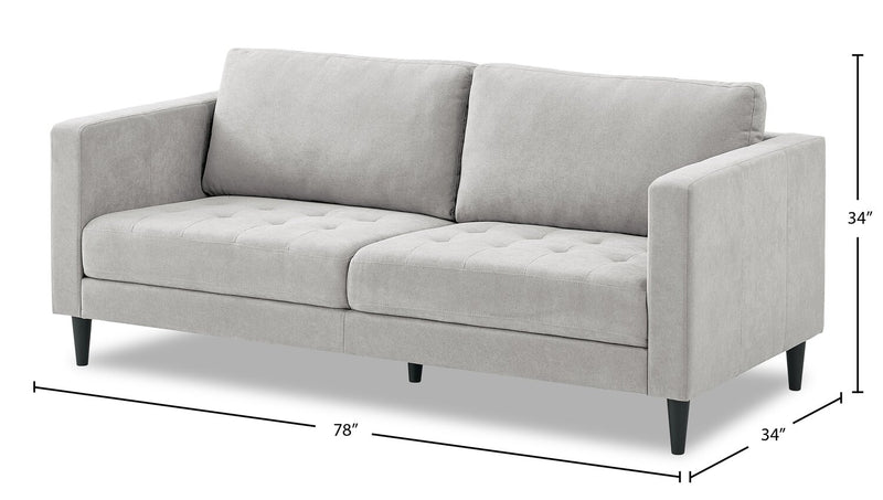 Sofa Metro de 78 po en tissu avec coussins de siège capitonnés et coussins de dossier réversibles - neutre