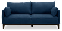  Sofa Gena de Cindy Crawford Home de 78,7 po de format condo en tissu d’apparence lin avec coussins de dossier amovibles - bleu minuit