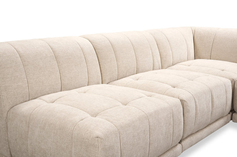 Sofa sectionnel modulaire sans accoudoirs Oaklyn de Kort & Co. 5 pièces en tissu avec coussins de siège capitonnés - beige