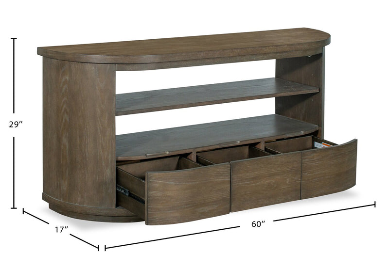 Table de salon moderne ronde Eldon de 60 po en bois massif avec rangement - marsouin