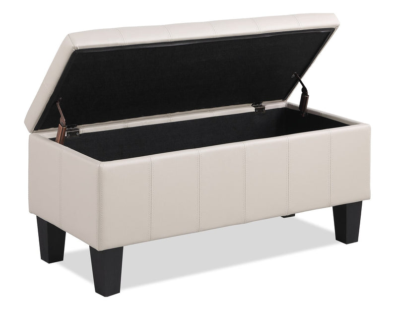 Pouf de rangement James de 39,25 po en similicuir - beige