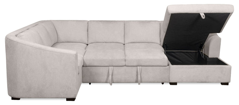  Sofa-lit sectionnel de droite Envy 5 pièces en tissu de chenille avec fauteuil long de rangement - gris brouillard